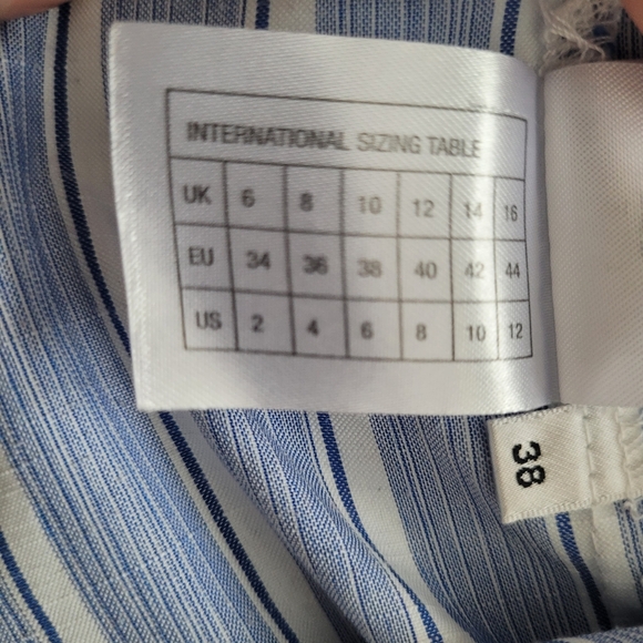 Essentiel Antwerp Blue Striped Button Down Shirt Bow Sleeves Size 38 (US 6) - Picture 8 of 8